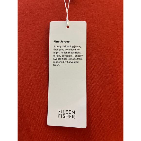 Eileen Fisher Fine Jersey Crew Neck Easy Fit Tencel Tee in Flame Size XS - Picture 4 of 5